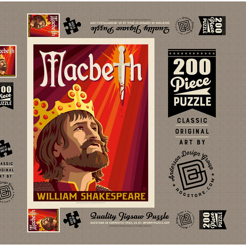 Darstellung des Puzzle Motivs MacBeth: William Shakespeare, Vintage Poster MacBeth: William Shakespeare, Vintage Poster 200 Puzzle Schachtel 3D Modell