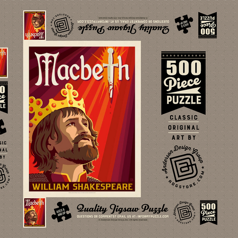 Darstellung des Puzzle Motivs MacBeth: William Shakespeare, Vintage Poster MacBeth: William Shakespeare, Vintage Poster 500 Puzzle Schachtel 3D Modell