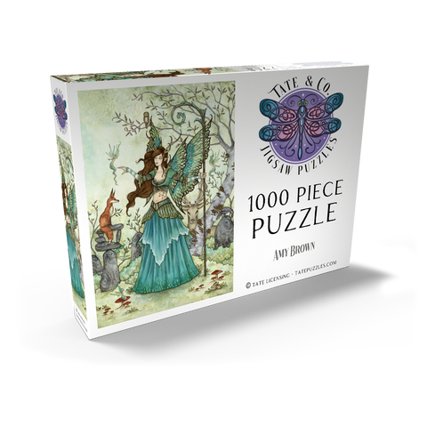 Darstellung des Puzzle Motivs Waldfest-Fee – Amy Brown Woodland Gathering Fairy – Amy Brown 1000 Puzzle Schachtel Ansicht2