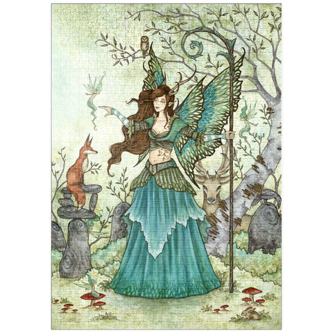 Darstellung des Puzzle Motivs Waldfest-Fee – Amy Brown puzzleplate Woodland Gathering Fairy – Amy Brown 1000 Puzzle