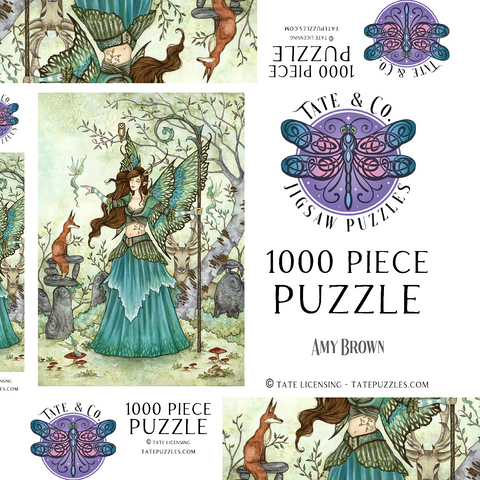 Darstellung des Puzzle Motivs Waldfest-Fee – Amy Brown Woodland Gathering Fairy – Amy Brown 1000 Puzzle Schachtel 3D Modell
