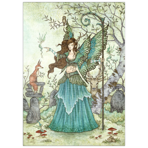 Darstellung des Puzzle Motivs Waldfest-Fee – Amy Brown puzzleplate Woodland Gathering Fairy – Amy Brown 500 Puzzle