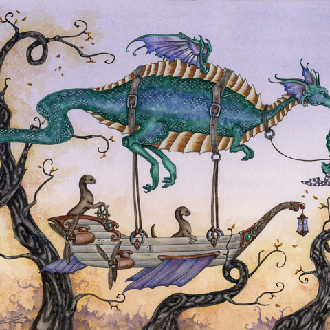 Darstellung des Puzzle Motivs Das Luftschiff Voyage – Amy Brown The Voyage Airship – Amy Brown 1000 Puzzle 3D Modell