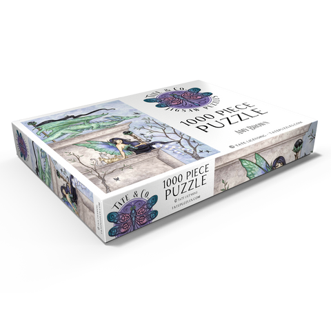 Darstellung des Puzzle Motivs Windbeobachter Drache – Amy brown Wind Watchers Dragon – Amy brown 1000 Puzzle Schachtel Ansicht1