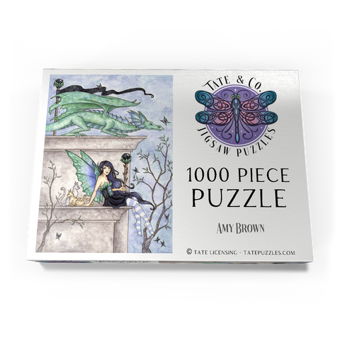 Darstellung des Puzzle Motivs Windbeobachter Drache – Amy brown Wind Watchers Dragon – Amy brown 1000 Puzzle Schachtel Ansicht3