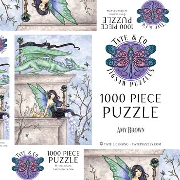 Darstellung des Puzzle Motivs Wind Watchers Dragon – Amy brown 1000 Puzzle Schachtel 3D Modell