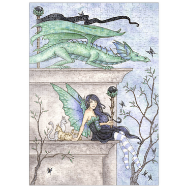 Darstellung des Puzzle Motivs puzzleplate Wind Watchers Dragon – Amy brown 500 Puzzle