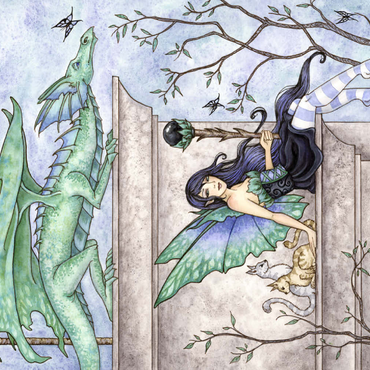 Darstellung des Puzzle Motivs Wind Watchers Dragon – Amy brown 500 Puzzle 3D Modell