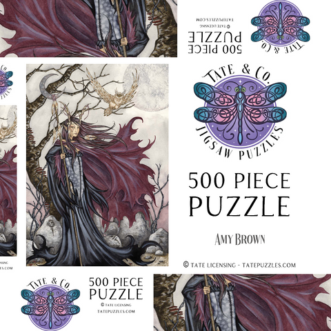 Darstellung des Puzzle Motivs Dunkler Elf im Gothic-Stil – Amy Brown Dark Elf Gothic – Amy Brown 500 Puzzle Schachtel 3D Modell