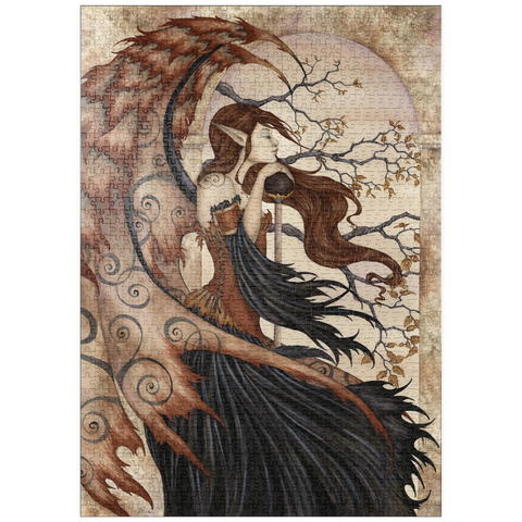 Darstellung des Puzzle Motivs Geheimnisse der Feen betrachten - Amy Brown puzzleplate Contemplating Secrets Fairy - Amy Brown 1000 Puzzle
