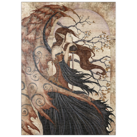 Darstellung des Puzzle Motivs Geheimnisse der Feen betrachten - Amy Brown puzzleplate Contemplating Secrets Fairy - Amy Brown 500 Puzzle