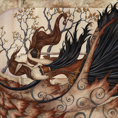 Darstellung des Puzzle Motivs Geheimnisse der Feen betrachten - Amy Brown Contemplating Secrets Fairy - Amy Brown 500 Puzzle 3D Modell