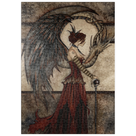 Darstellung des Puzzle Motivs Hof der Drachenfee – Amy Brown puzzleplate Court Of The Dragon Fairy – Amy Brown 500 Puzzle