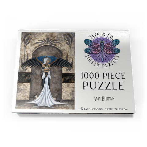 Darstellung des Puzzle Motivs Katzenwächterin Fee – Amy Brown Keeper Of Cats Fairy – Amy Brown 1000 Puzzle Schachtel Ansicht3