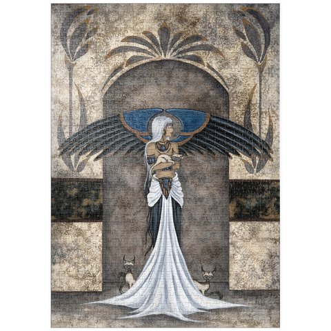 Darstellung des Puzzle Motivs Katzenwächterin Fee – Amy Brown puzzleplate Keeper Of Cats Fairy – Amy Brown 1000 Puzzle