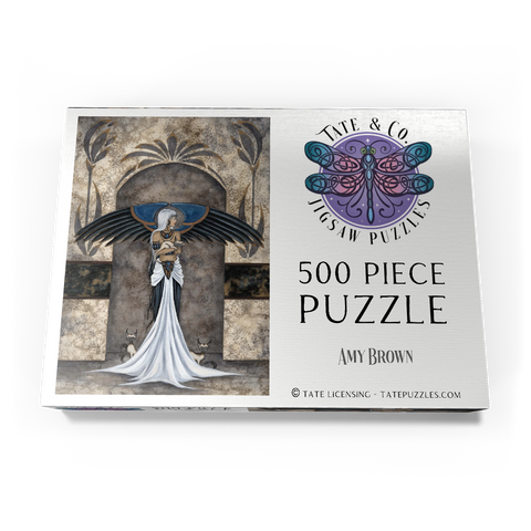Darstellung des Puzzle Motivs Katzenwächterin Fee – Amy Brown Keeper Of Cats Fairy – Amy Brown 500 Puzzle Schachtel Ansicht3