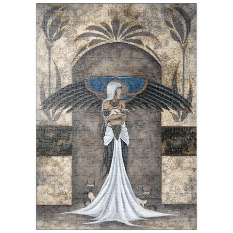 Darstellung des Puzzle Motivs Katzenwächterin Fee – Amy Brown puzzleplate Keeper Of Cats Fairy – Amy Brown 500 Puzzle