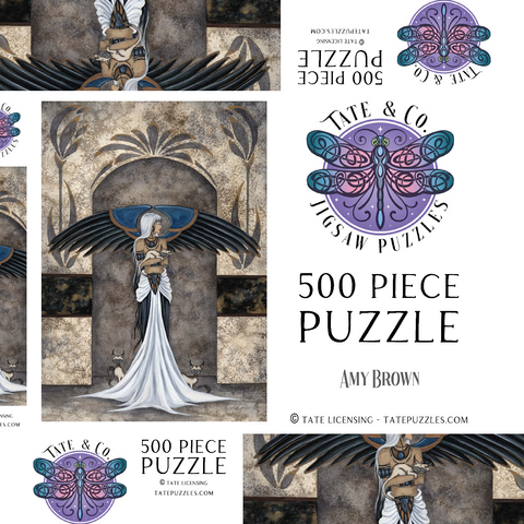 Darstellung des Puzzle Motivs Katzenwächterin Fee – Amy Brown Keeper Of Cats Fairy – Amy Brown 500 Puzzle Schachtel 3D Modell