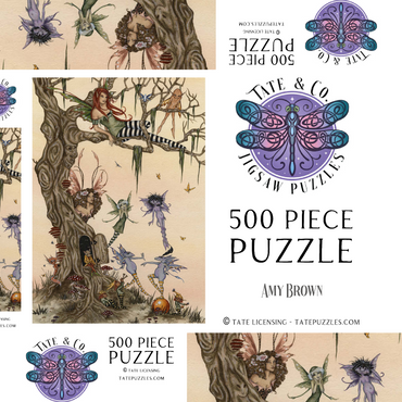 Darstellung des Puzzle Motivs The Dormouses House Warming Party Fairies – Amy Brown 500 Puzzle Schachtel 3D Modell