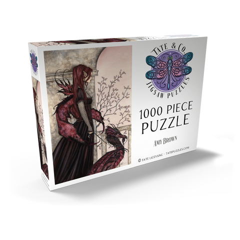 Darstellung des Puzzle Motivs Eine Fee und ihr Haustierdrache – Amy Brown A Faery And Her Pet Dragon – Amy Brown 1000 Puzzle Schachtel Ansicht2