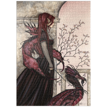 Darstellung des Puzzle Motivs puzzleplate A Faery And Her Pet Dragon – Amy Brown 1000 Puzzle