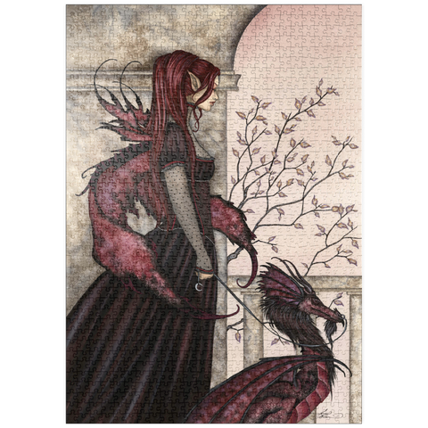 Darstellung des Puzzle Motivs Eine Fee und ihr Haustierdrache – Amy Brown puzzleplate A Faery And Her Pet Dragon – Amy Brown 1000 Puzzle