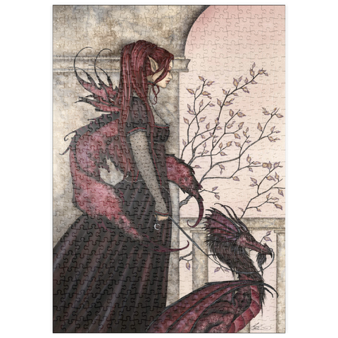 Darstellung des Puzzle Motivs Eine Fee und ihr Haustierdrache – Amy Brown puzzleplate A Faery And Her Pet Dragon – Amy Brown 500 Puzzle