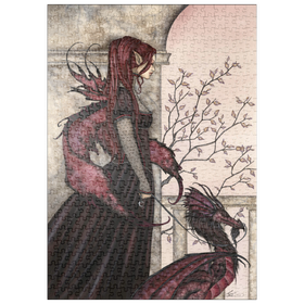 Darstellung des Puzzle Motivs Eine Fee und ihr Haustierdrache – Amy Brown - Puzzleteile: 500