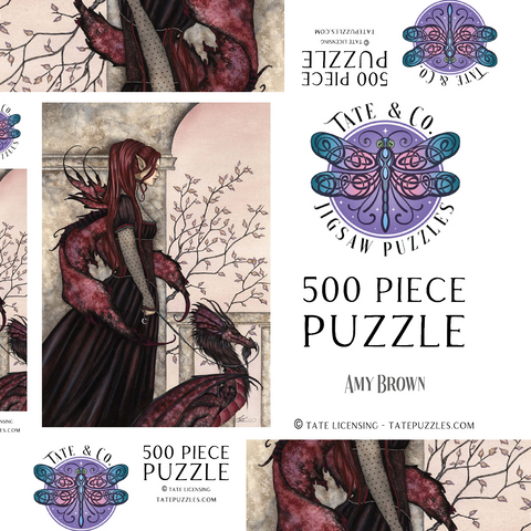Darstellung des Puzzle Motivs Eine Fee und ihr Haustierdrache – Amy Brown A Faery And Her Pet Dragon – Amy Brown 500 Puzzle Schachtel 3D Modell