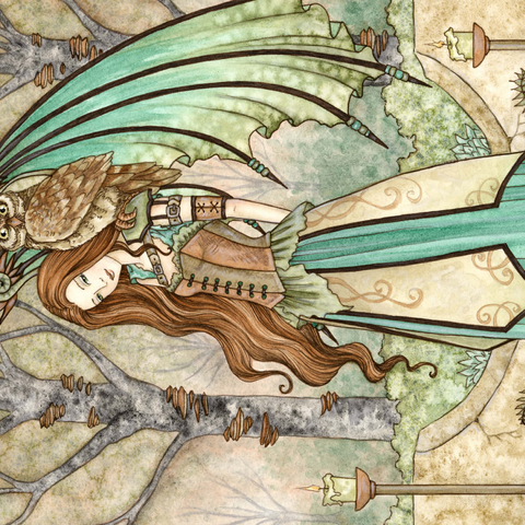 Darstellung des Puzzle Motivs Garden of wisdom Fairy - Amy Brown Garden of wisdom Fairy - Amy Brown 1000 Puzzle 3D Modell