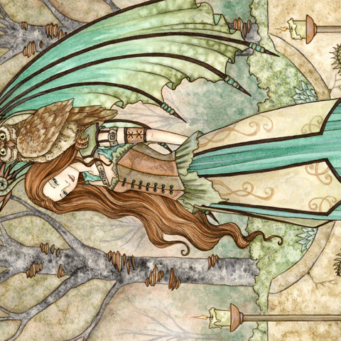 Darstellung des Puzzle Motivs Garden of wisdom Fairy - Amy Brown Garden of wisdom Fairy - Amy Brown 500 Puzzle 3D Modell