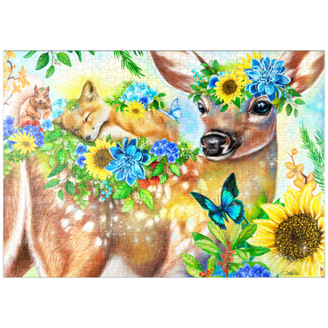 Darstellung des Puzzle Motivs puzzleplate Forest Fawn and Friends Fox squirrel - Sheena Pike 1000 Puzzle
