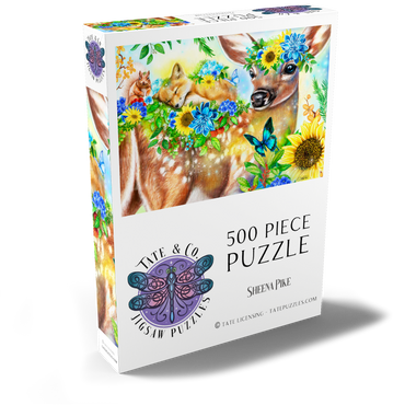 Darstellung des Puzzle Motivs Forest Fawn and Friends Fox squirrel - Sheena Pike 500 Puzzle Schachtel Ansicht2