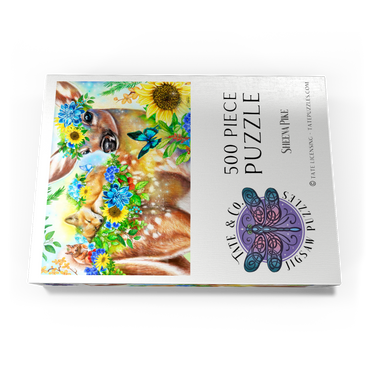 Darstellung des Puzzle Motivs Forest Fawn and Friends Fox squirrel - Sheena Pike 500 Puzzle Schachtel Ansicht3