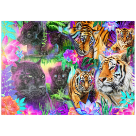 Darstellung des Puzzle Motivs Magische Neon-Großkatzen - Sheena Pike - Puzzleteile: 1000