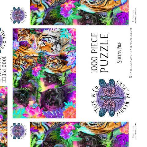 Darstellung des Puzzle Motivs Magische Neon-Großkatzen - Sheena Pike Magical Neon Big Cats - Sheena Pike 1000 Puzzle Schachtel 3D Modell