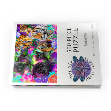 Darstellung des Puzzle Motivs Magical Neon Big Cats - Sheena Pike 500 Puzzle Schachtel Ansicht3