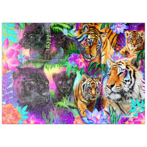 Darstellung des Puzzle Motivs Magische Neon-Großkatzen - Sheena Pike puzzleplate Magical Neon Big Cats - Sheena Pike 500 Puzzle