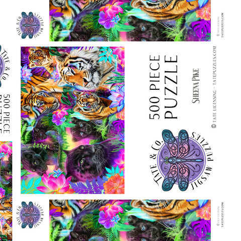 Darstellung des Puzzle Motivs Magische Neon-Großkatzen - Sheena Pike Magical Neon Big Cats - Sheena Pike 500 Puzzle Schachtel 3D Modell