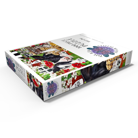 Darstellung des Puzzle Motivs Kekse und Milch Kuh und Kätzchen - Sheena Pike Cookies and Milk Cow and Kitties - Sheena Pike 1000 Puzzle Schachtel Ansicht1