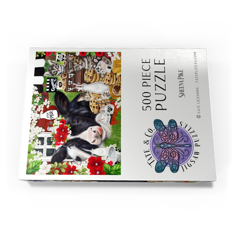 Darstellung des Puzzle Motivs Kekse und Milch Kuh und Kätzchen - Sheena Pike Cookies and Milk Cow and Kitties - Sheena Pike 500 Puzzle Schachtel Ansicht3