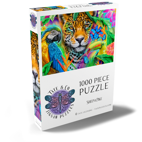 Darstellung des Puzzle Motivs Gesichter der Natur Ara Jaguar Tukan - Sheena Pike Faces of Nature Macaw Jaguar Toucan - Sheena Pike 1000 Puzzle Schachtel Ansicht2