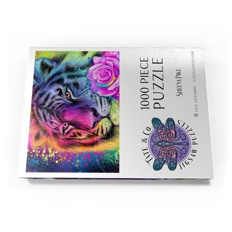 Darstellung des Puzzle Motivs Neon-Regenbogentiger - Sheena Pike Neon Rainbow Tiger - Sheena Pike 1000 Puzzle Schachtel Ansicht3
