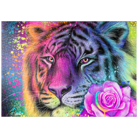 Darstellung des Puzzle-Motivs Neon-Regenbogentiger - Sheena Pike – Puzzleteile: 1000