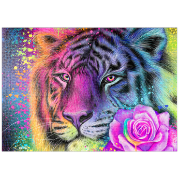 Darstellung des Puzzle Motivs puzzleplate Neon Rainbow Tiger - Sheena Pike 1000 Puzzle