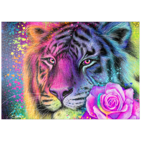 Darstellung des Puzzle Motivs Neon-Regenbogentiger - Sheena Pike puzzleplate Neon Rainbow Tiger - Sheena Pike 1000 Puzzle