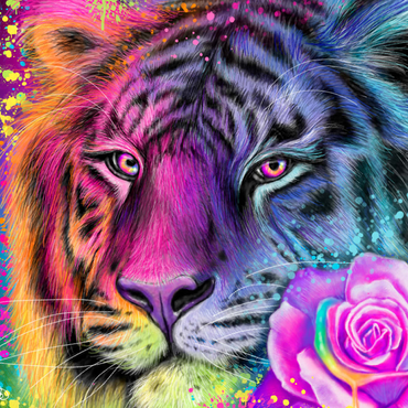 Darstellung des Puzzle Motivs Neon Rainbow Tiger - Sheena Pike 1000 Puzzle 3D Modell