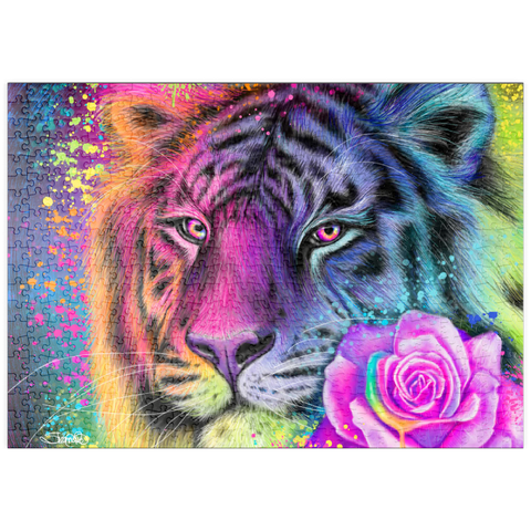 Darstellung des Puzzle Motivs Neon-Regenbogentiger - Sheena Pike puzzleplate Neon Rainbow Tiger - Sheena Pike 500 Puzzle