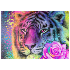 Darstellung des Puzzle Motivs Neon-Regenbogentiger - Sheena Pike - Puzzleteile: 500