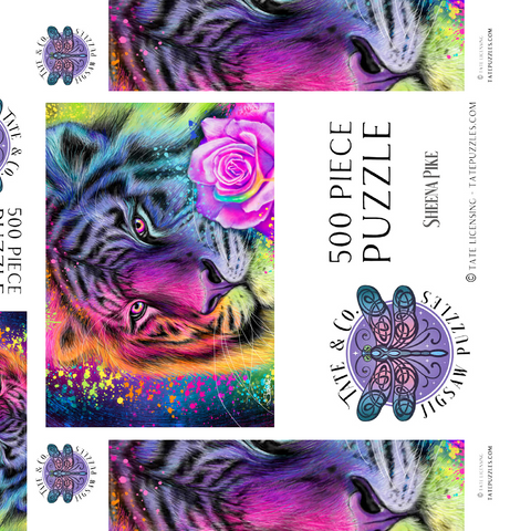 Darstellung des Puzzle Motivs Neon-Regenbogentiger - Sheena Pike Neon Rainbow Tiger - Sheena Pike 500 Puzzle Schachtel 3D Modell